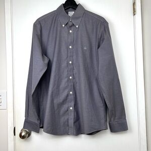 Brooks Brothers 1818 Regent Thick Cotton Stretch Dress Shirt size M Jet Gray